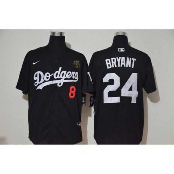 Custom Men Los Angeles Dodgers 24 and 8 Bryant Black Nike Game MLB Jerseys